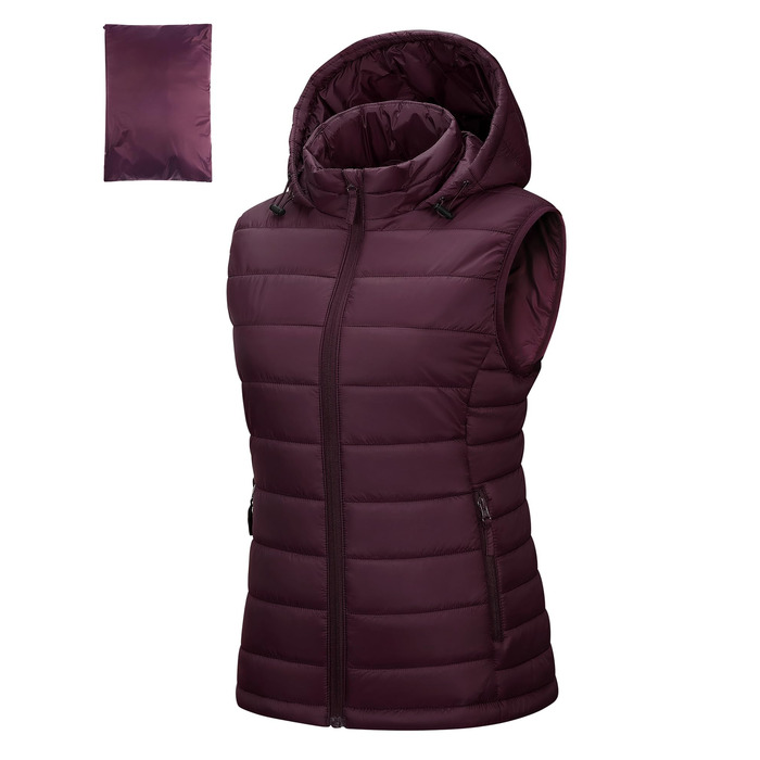 Стьобана жилетка Outdoor Ventures з капюшоном для жінок. Підходить для походів, кемпінгу та їзди на велосипеді. Lila (фіолетовий)