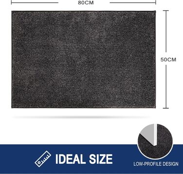 Килимок для дому 50 x 80 см, антиковзаючий, для собак, вхідні двері, коридор, поглинає воду, Holzkohle