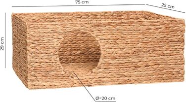 Cat basket for Billy shelving unit, natural cat basket, cat cave, small animals, rabbits, guinea pigs, cave, 75 x 29 x 25 cm. Material: Woven water hyacinth.