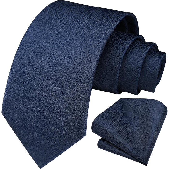 Краватка Hisdern для чоловіків однотонна формальна краватка з нагрудником, комплект, класичний дизайн, для весілля, діловий стиль, вечірка (Темно-синій)