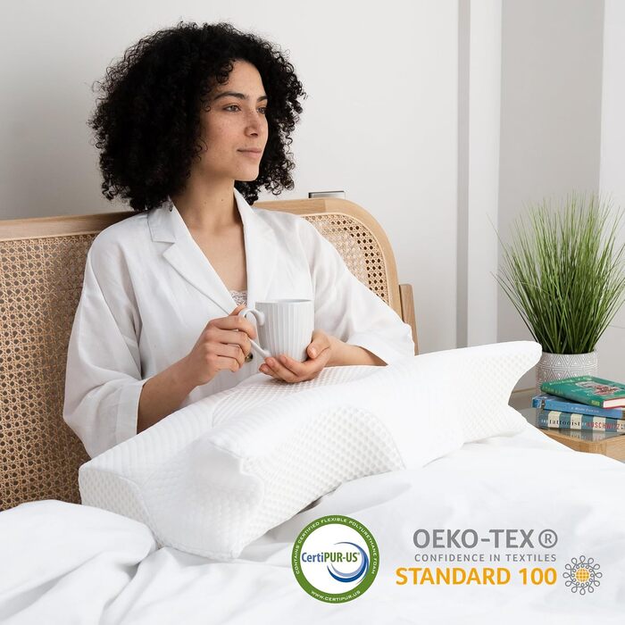 Ортопедична подушка Elviros Memory Foam, ергономічна подушка для шиї, 64x(11,5/13)x40 см (сіра)