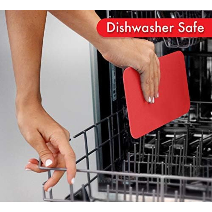 Килимок для обрізної дошки Dexas, 4 шт., 14 x 20 см, нековзкий, для кухні (сірий, червоний, білий, зелений)