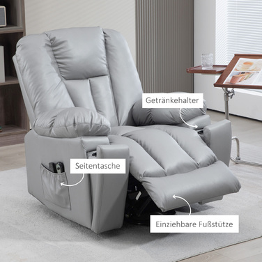 HOMCOM electric TV recliner, senior recliner with lift assistance, Dark Grey
