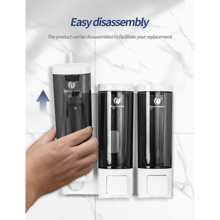 Ручний дозатор мила CHUANGDIAN, настінний, 200 мл, білий (трійка білий)