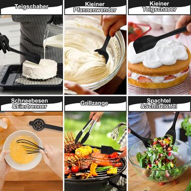 Набір кухонних аксесуарів Homikit 16 шт. з тримачем, кухонне приладдя, посуд, чорний