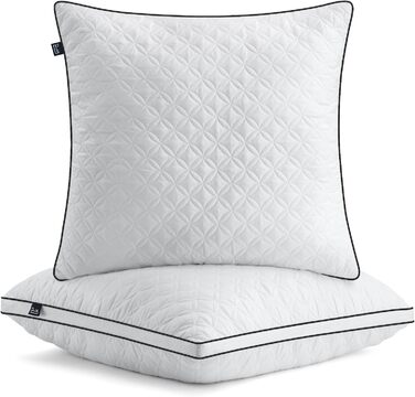 BedStory Pillow 80x80cm 2-Pack, Sleeping Pillows made of 2X1500g Microfibers, Breathable and Washable Bed Pillows, Ideal for Deep and Restful Sleep, Öko-Tex Certified White Black 80x80 (2-Pack)
