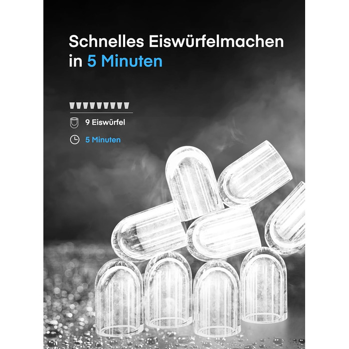 Машина для приготування льоду FOHERE, 14 кг/24 год, 9 кубиків за 5 хвилин, самоочисна, з лопаткою та кошиком, 2 розміри кубиків, для дому/офісу/бару/RV