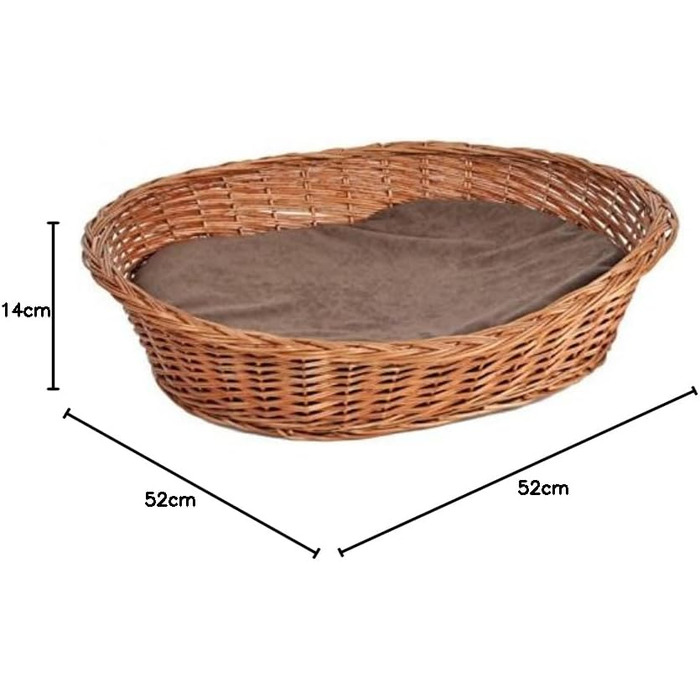Корзина для собак та котів Lycce Ruhekorb з подушкою, плетіння з лози, 52x42x14 см, розмір 1