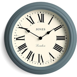 JONES CLOCKS® Venetian Wall Clock | Classic Round | 30cm | Green | Roman Numerals | Traditional design ideal for kitchen, living room or bedroom (Old Boat Blue / Roman Numerals)