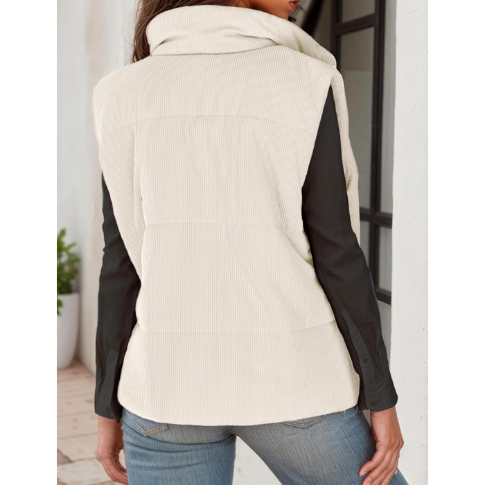 Жіноча тепла зимова жилетка FEOYA з коміром-стійкою, без рукавів, утеплена, біла (M)