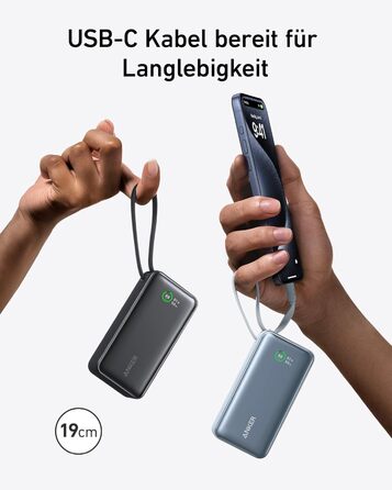 Powerbank Anker Nano 10000mAh з USB-C кабелем, 30W PD, 1xUSB-C, 1xUSB-A, для iPhone, MacBook, Galaxy, iPad, AirPods