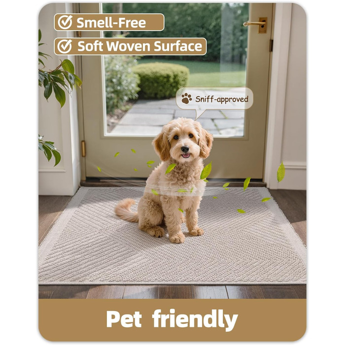 Килимок для дому COLOR&GEOMETRY 50x80 см, бежевий, миючий, для входу, внутрішній та зовнішній, рифлений візерунок