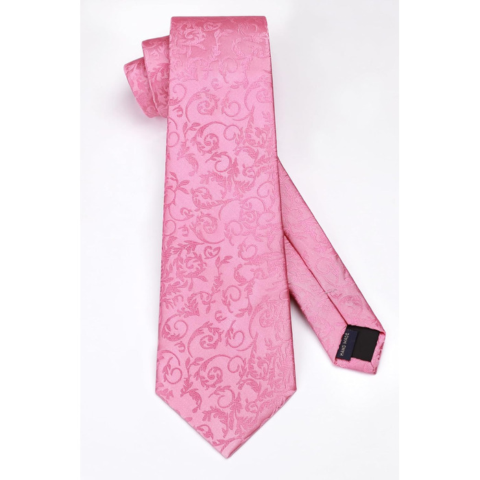 Краватка для чоловіків HISDERN на весілля з хустинкою, візерунок Paisley, формальна класична краватка та хустинка для чоловіків (N-Рожевий)