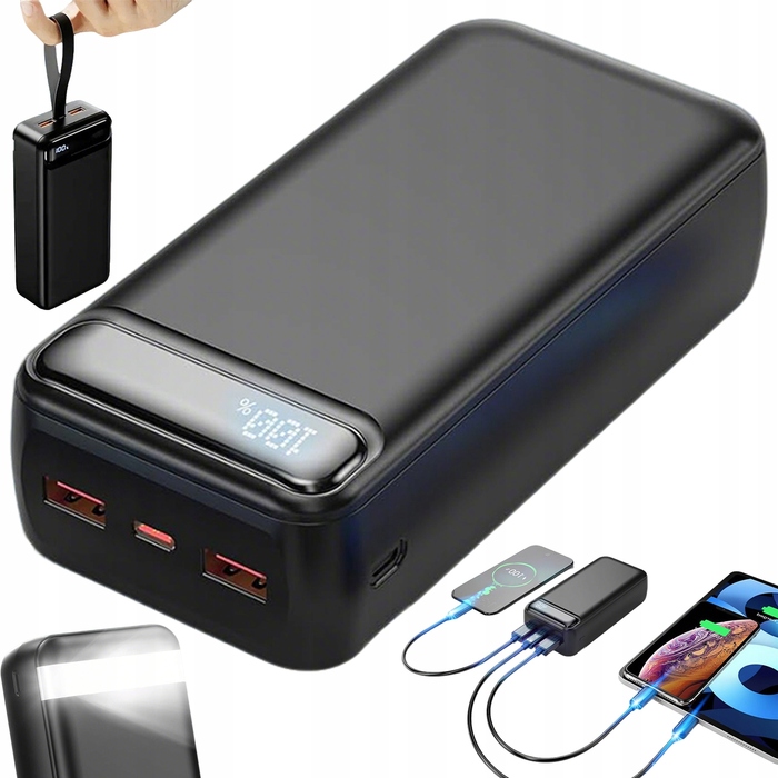 Потужний павербанк 50000 мАг 22.5 Вт: швидка зарядка, LED-дисплей, 2 USB-A та 1 Type-C