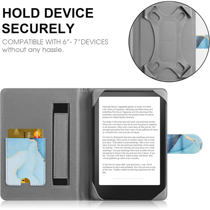 Чохол для електронних книг Pocketbook, Tolino, Sony, Kindle, Kobo. Шкіряний чохол Dali Blue, сумісний з 6.8'', 7''