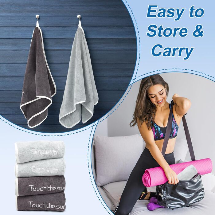 Hopton Набір з 4 рушників для фітнесу, 35 x 75 см. Швидковисихаючі рушники для спортзалу, мікрофібра, 4 кольори. Підходять для плавання, йоги та фітнесу.