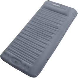Origem Self-Inflating Camping Mat - Ultralight Sleeping Pad with Foot Pump - 14cm Thick - Ideal for Hiking, Travel, Beach, Tent & Hammock - Light Grey