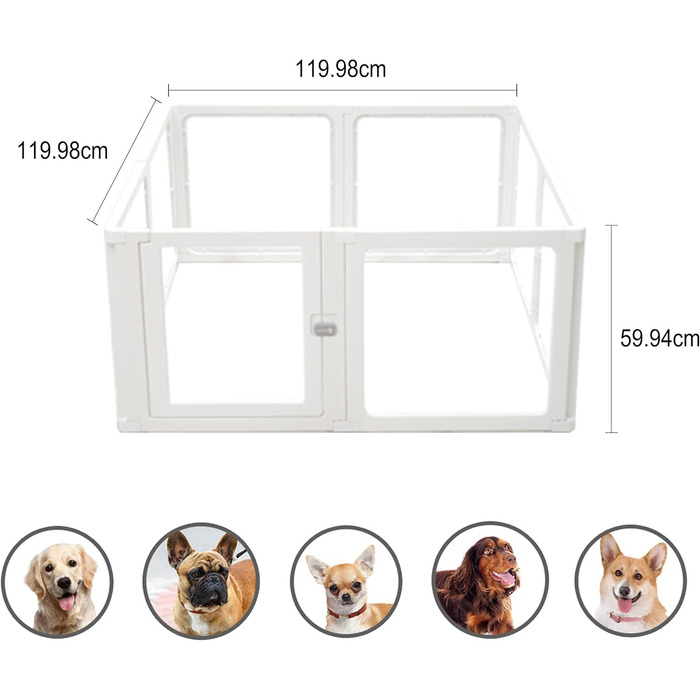 Кізовий забіг Citylife 8-TLG: 60 см, розкладний, з дверцятами, для собак, котів, кроликів, рухливий, антиковзаюча поверхня