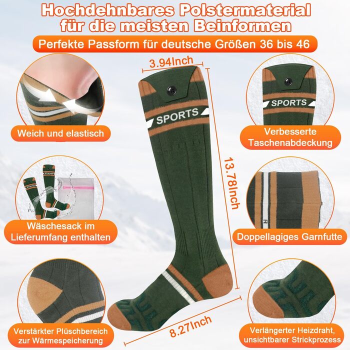 Гріючі шкарпетки з підігрівом, 8000 mAh, USB, з керуванням через додаток, для жінок та чоловіків, теплі зимові шкарпетки, різні кольори