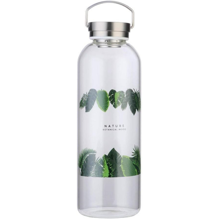 Glass Water Bottle 2L with Neoprene Sleeve, Leak-Proof, Portable, Stainless Steel Lid, Water Bottle, 2 Liter, 2000ml