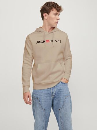 Чоловічий худі Jack & Jones Reg Fit з каптуром та кишенею, бежевий (Crockery), розмір XL