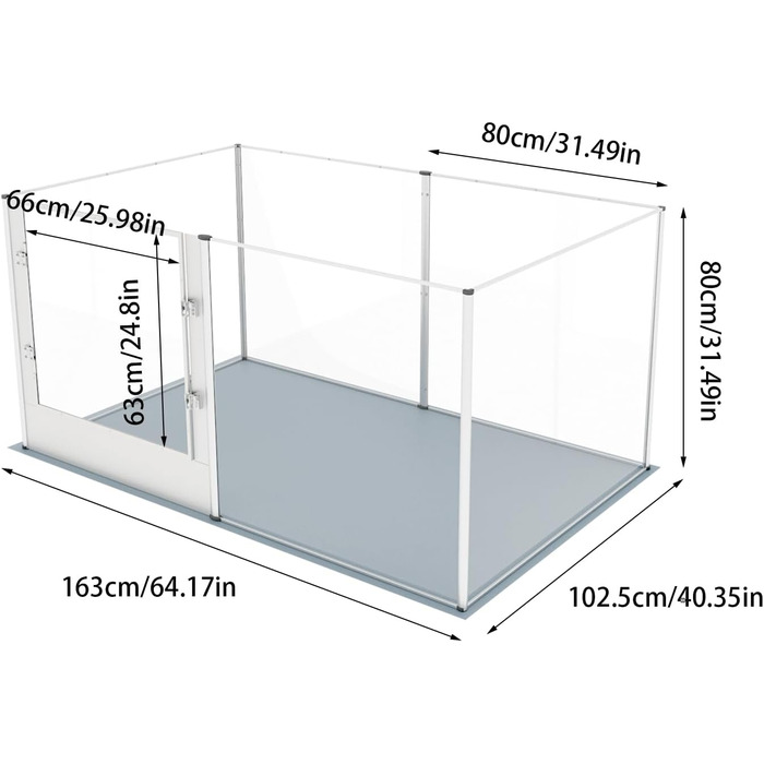 Кія для собак BingoPaw: вольєр для цуценят та собак, 8-секційний, 60 см, XXL, з дверцятами та водовідштовхувальним дном (163 x 102 x 80 см)