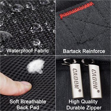 Рюкзак для фотокамери CADeN: водонепроникний, для Canon, Nikon, Sony, 2 DSLR, 7 об'єктивів, штатив, чорний