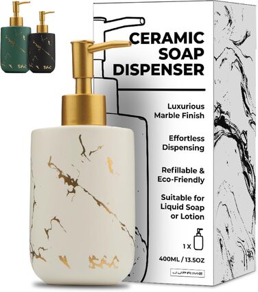 Дозатор для мила JJ PRIME, 400 мл, чорний, кераміка, для кухні та ванної кімнати