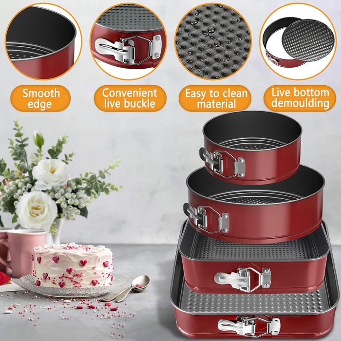 Набір форм для випічки Springform Set (4 шт.) - червоний, 16/20/22/26 см