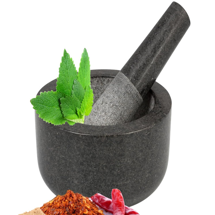 Гранітний ступка з товкачиком Smart-Planet - ступка для спецій, песто та трав, Ø 8,5 см