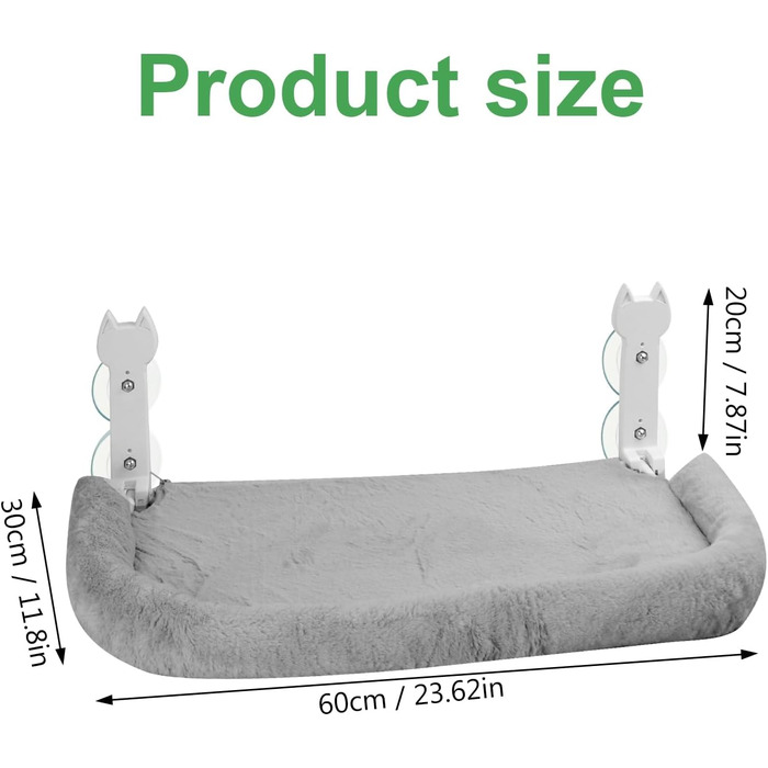 Кішка ліжко на вікно, 60x30 см - гамак для котів з міцними присосками, для великих котів до 25 кг