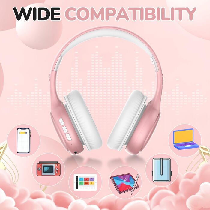 Дитячі Bluetooth навушники JoySpark з мікрофоном, рожеве золото, 60 годин роботи, Bluetooth 5.4, Type-C, обмеження гучності 85/94 дБ