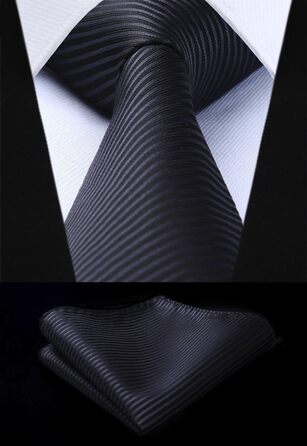 Набір краваток чоловічих HISDERN (5 шт.) з кишеньковим хустиною. Класичний елегантний аксесуар для весілля. Шовкові краватки та хустинки для чоловіків у подарунковій коробці.