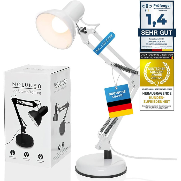Ретро настільна лампа для робочого столу з гнучким підсвічуванням, з LED лампою (біле світло)
