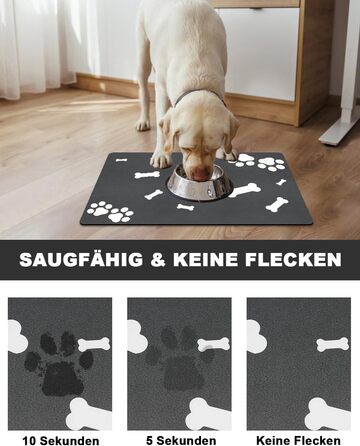 Нековзна килимок під миску для собак та котів, 40x60 см, чорний, швидковисихаючий, легко миється