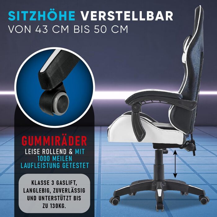 Геймерське крісло Walden Ergonomic для офісу та комп'ютерних ігор, зелено-біле, з регульованою спинкою та висотою