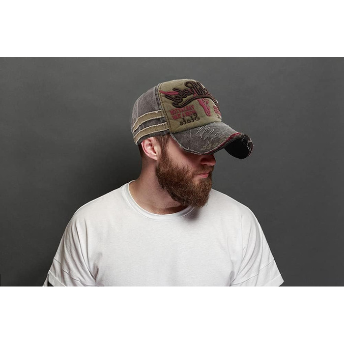 Кепка бейсболка вінтажна Baumwolle з бавовни, випрана джинсова, з потертостями, для чоловіків та жінок, стильна, спортивна, hip hop, регульована, універсальний розмір, колір A-Braun