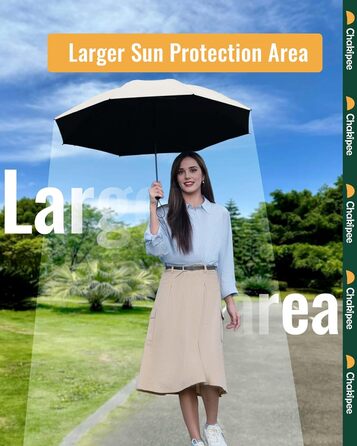 Чакіпі - парасолька велика, стійка до вітру, компактна для подорожей, автоматична, для жінок та чоловіків, UV-захист, блакитна, діаметр 97 см, 8 спиць