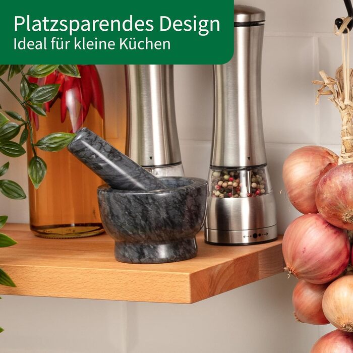 Гранітний ступка з толуштою Chefkoch – для подрібнення, розмелювання та розтрощення спецій та трав, 9,5 x 7 x 3,5 x 10,5 см