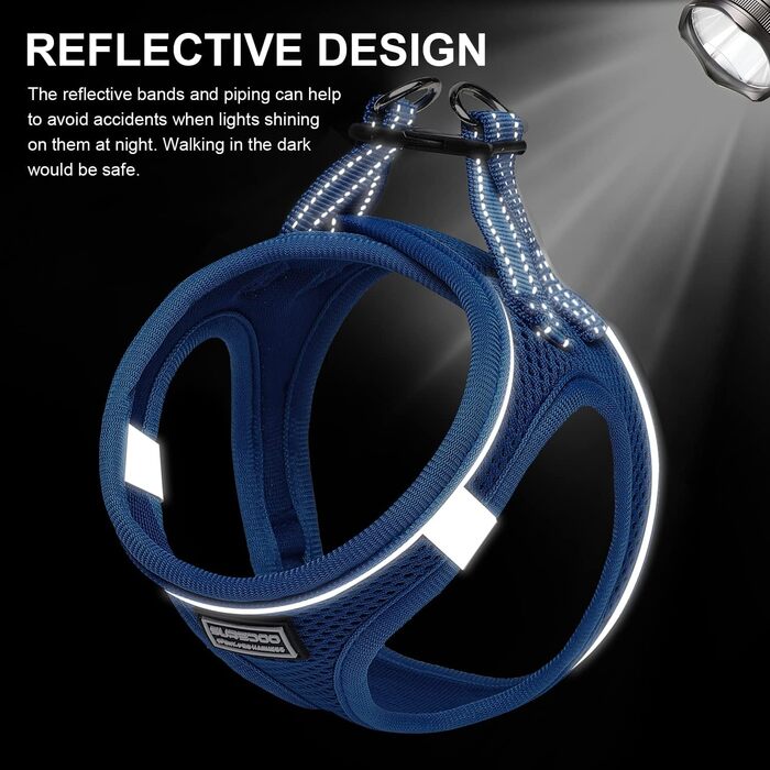 Шлейка для собак з повідком Anti-Pull, світловідбиваюча, для маленьких собак, кошенят, тварин (Lapis Blau, S)