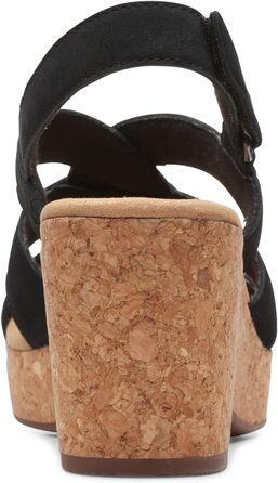 Босоніжки жіночі Clarks Giselle Beach з натуральної замші на танкетці, чорні (40 EU)