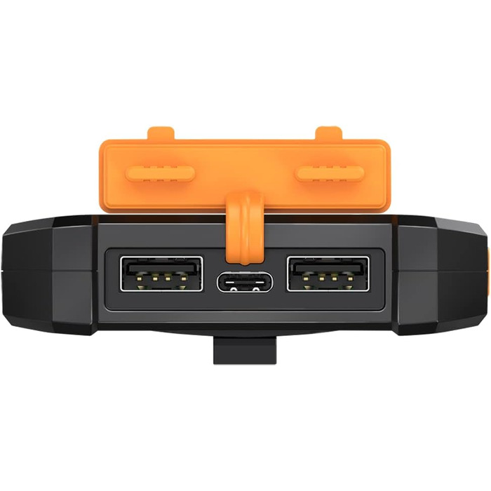 Портативний зарядний пристрій Solar Powerbank 8000 mAh з ліхтариком, чорно-помаранчевий, заряджає 2 пристрої (2x USB Type-A)