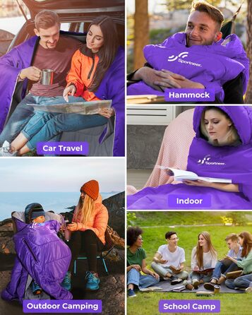 3-4 Season Sleeping Bag - Waterproof, Lightweight Sleeping Bag for Camping, Travel & Outdoor Activities - 220x84cm, 1.9KG (Violet)