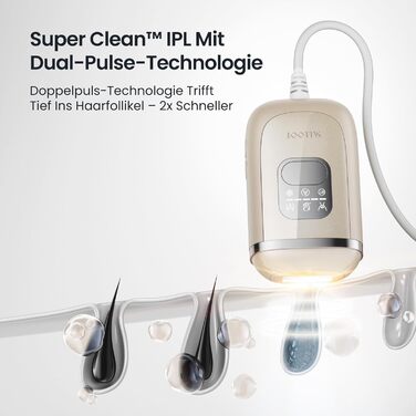 Пристрій для епіляції IPL 22J, 78W, з охолодженням сапфіром, для жінок, безболісна, для обличчя, бікіні, під пазухами, портативна (Champagner)