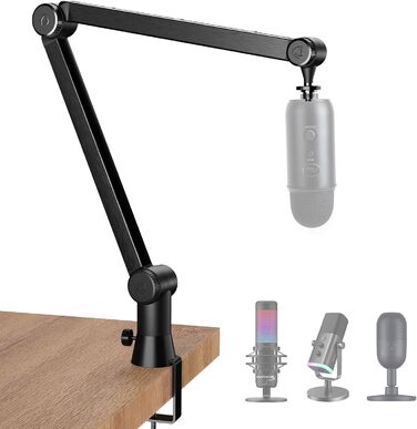 Підставка для мікрофона SUNMON для Blue Yeti та інших – міцна, 360° обертання, металева клямка, універсальна | HyperX QuadCast 2, Fifin AM8, Seiren Mini V3, MV7