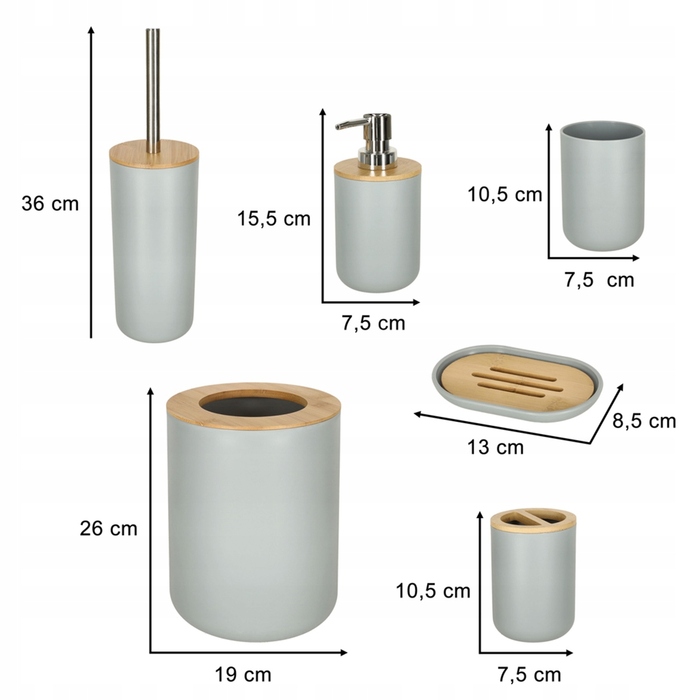 Набір аксесуарів для ванної кімнати (6 предметів): дозатор для мила, стакан та мильниця