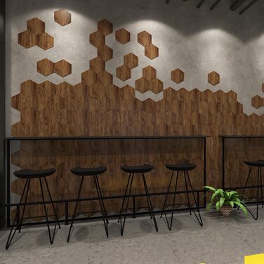 Набір гексагональних акустичних панелей MENAYODA (12 шт), самоклейні звукопоглинаючі плити високої щільності для стін, стелі та дверей, коричневі