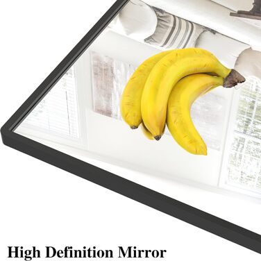 Круглий дзеркало Anyhi 40.6 см без рами, скошений край, для ванної, вітальні, спальні, з монтажем на стіну (Чорний, 71 x 53 см)