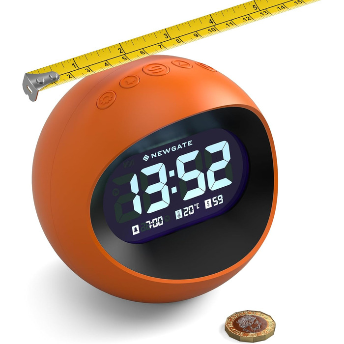 NEWGATE® Digital Centre of the Earth Alarm Clock (Orange with Black LCD Display)