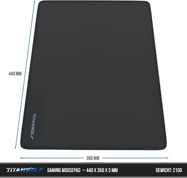 Килимок для миші TITANWOLF XXL Speed - 900 x 400 мм - великий розмір з мотивом TITANWOLF. Покращує точність та швидкість, антиковзаюча поверхня, зносостійкий.